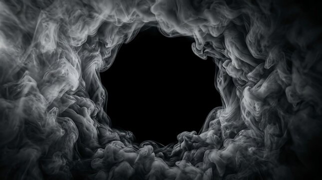 Swirling smoke on black background