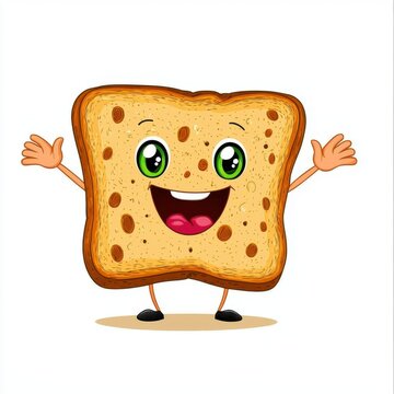 Cheerful Cartoon Bread Slice Illustration