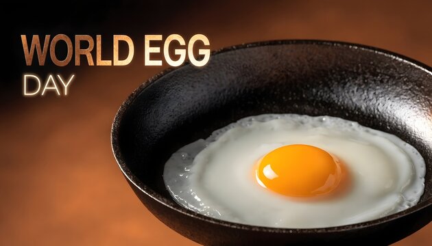 Single fried egg in a cast iron skillet for World Egg Day