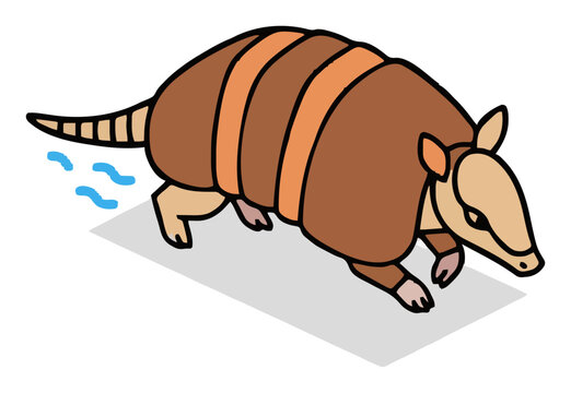 Nine banded armadillo running isometric vector illus.... Generative AI