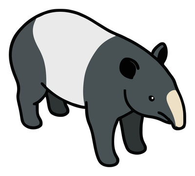 Malayan tapir wild animal isometric vector illustration. Generative AI