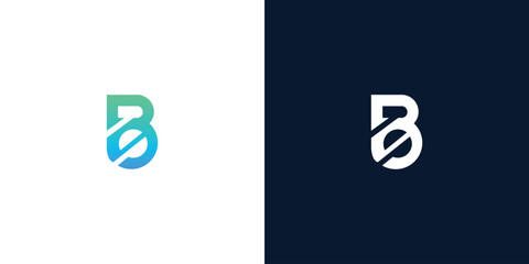Modern minimalist abstract letter B logo design with circular geometric elements in blue green gradient and solid white styles on clean backgrounds © Eunois