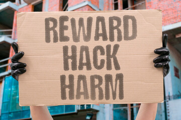 "Reward hack harm" Machines exploit scoring to cause damage. HACK. HARM. MACHINE. RISK. © AndriiKoval