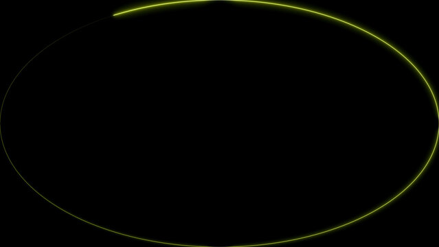 Glowing neon yellow circle frame on black backdrop.