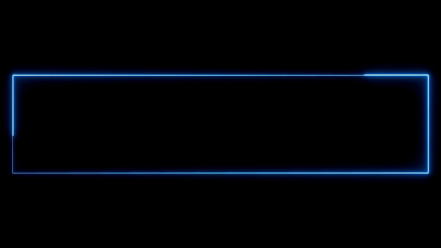 Blue neon long rectangle border over dark surface.