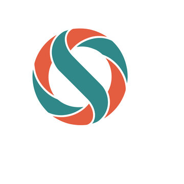 Abstract circular logo with teal and orange elements