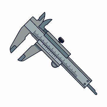 Vector illustration of a steel vernier caliper measuring tool isolated on a white background for industrial design