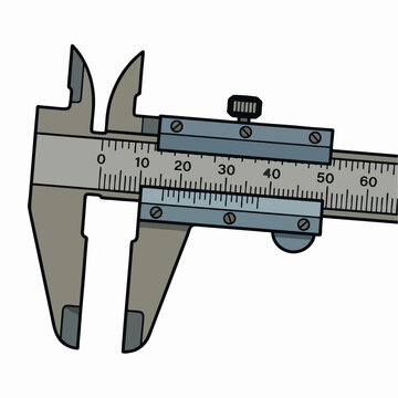 Detailed Technical Illustration of a Precision Vernier Caliper Measuring Tool for Engineering and Industrial Quality Control Applications