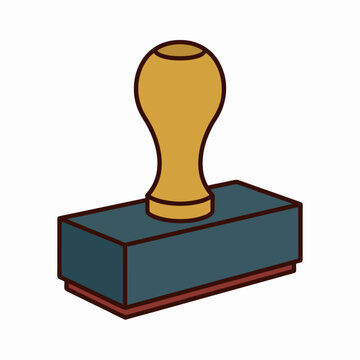 Traditional Wooden Office Rubber Stamp Icon for Official Document Verification and Administrative Approval Tasks