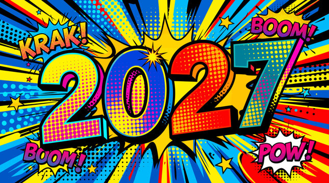 Enigmatic 2027 digital art featuring glowing runic script and futuristic circuit patterns carved into ancient stone, blending technology and mysticism for a compelling new year concept