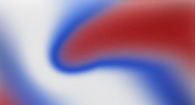 Abstract background with soft gradient waves of red white and blue colors and grainy texture