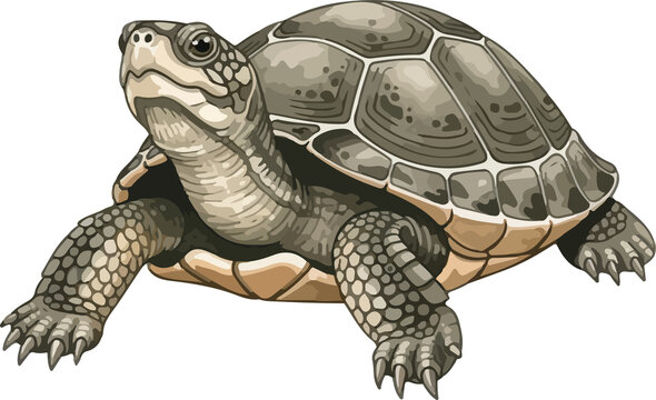 River Turtle Water Color Illustration