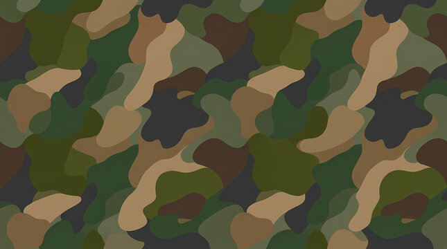 Seamless Forest Camouflage Pattern for Military and Hunting Design Background Illustration in Green and Brown Tones