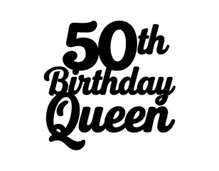Fototapeta premium 50th Birthday Queen Outline Transparent Background