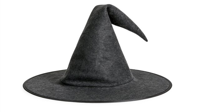 Witch hat for halloween costume featuring a pointed black felt accessory for magic wizard or spooky fantasy holiday