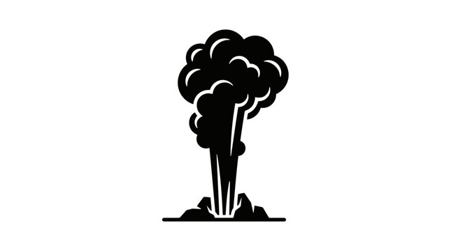 Geyser Eruption and Volcanic Smoke Plume Vector Illustration