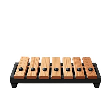 A wooden xylophone musical instrument isolated on a white background.