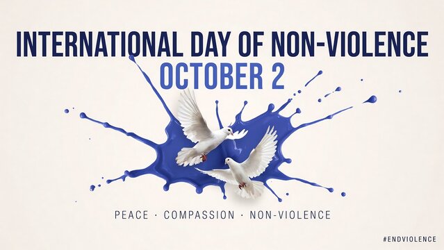 International day of non-violence poster with doves