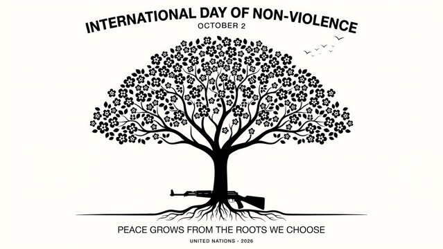 International day of non-violence tree poster design