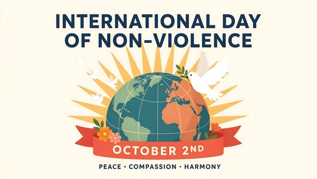 Non-violence day illustration with bear and child