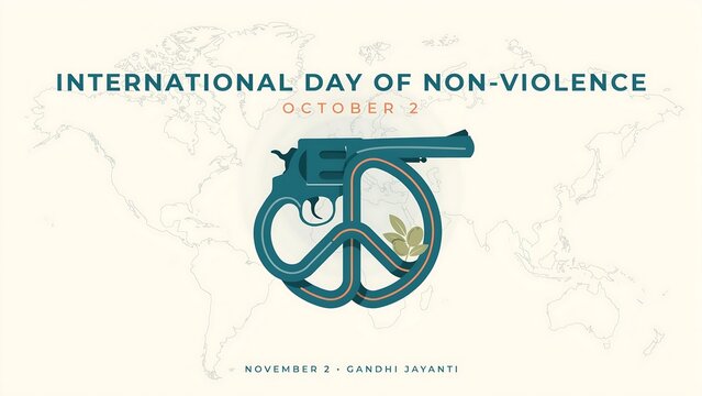Peace symbol with gun graphic for non-violence day