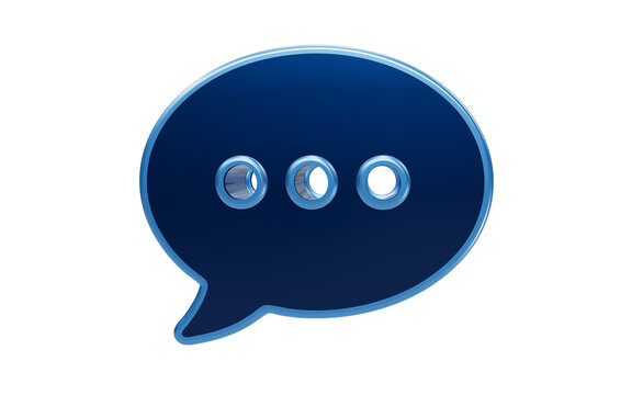 Blue 3D chat bubble icon isolated on transparent background for messaging and communication concepts
