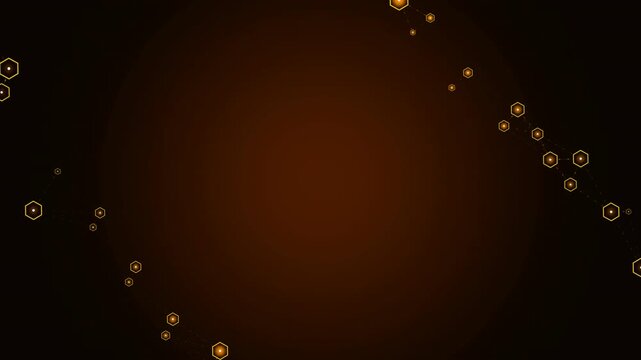 Golden Blockchain Node Network Crypto Technology Background - 4K Seamless Loop