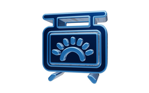 Glossy blue 3D weighing scale icon isolated on transparent background for health and fitness projects