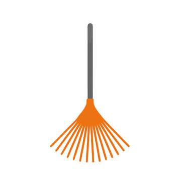 Orange leaf rake isolated on transparent background