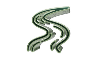 Winding mountain river stream path 3D icon isolated on transparent background for geography and travel maps © mrsranuakter