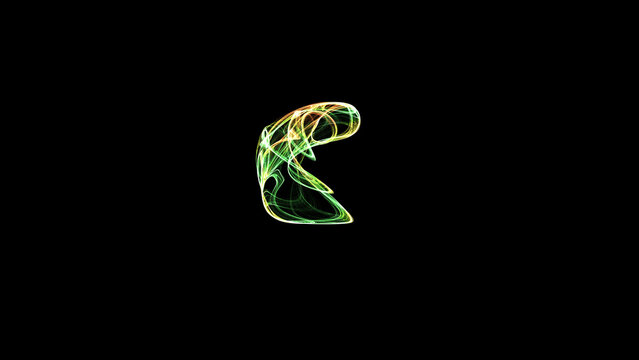 Minimalist Compact Green and Orange 3D Clifford Attractor Crescent Orbit Rendered on Black Background Demonstrating Non Linear Physics Equations