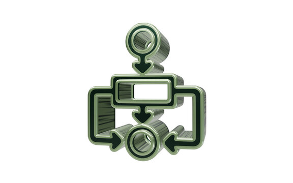 3D icon of flowchart process diagram isolated on transparent background for business workflow planning