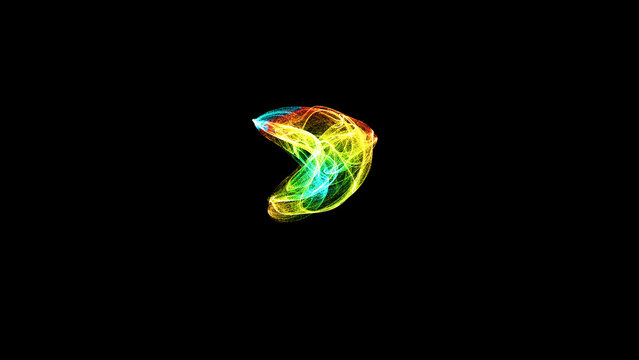 Neon Rainbow Arrow Curved Light Ribbon 3D Clifford Attractor Physics Render