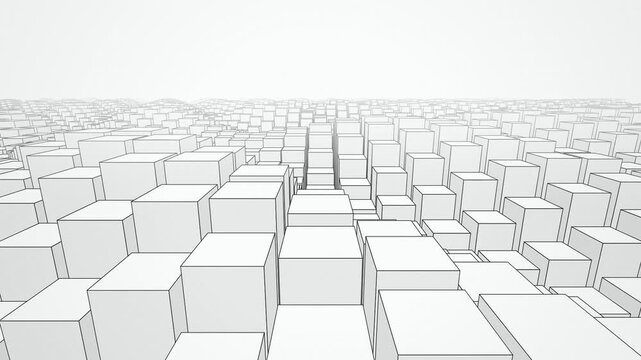 Wireframe urban building grid flyover seamless loop background