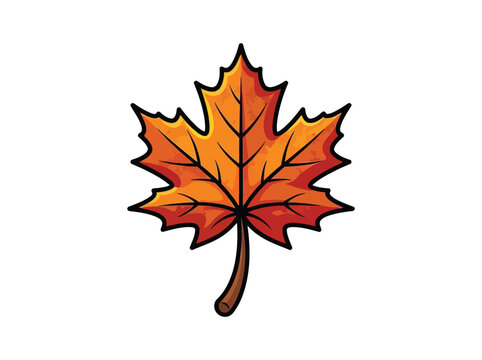 Colorful Autumn Maple Leaf Vector Illustration Red Orange Yellow Foliage Clipart
