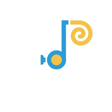 Abstract blue and yellow musical note symbol