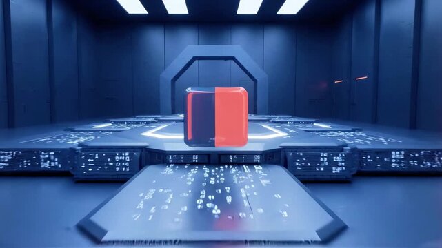 Futuristic hexagonal tunnel corridor with glowing neon lights.