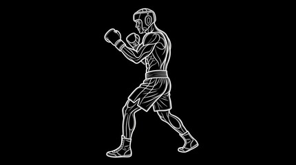 Fototapeta premium Boxer throwing punch in fighting stance