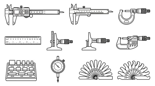 Precision Measuring Tools Set Isolated
