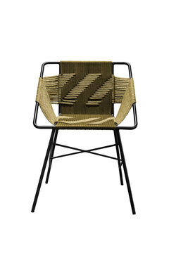 Modern outdoor lounge metal frame and woven rope seat