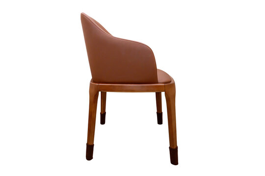 Modern wooden armchair cover brown leather