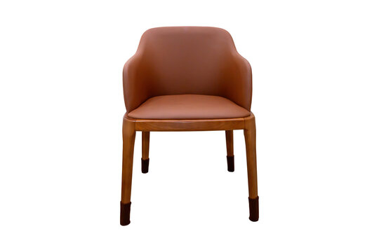 Modern wooden armchair cover brown leather