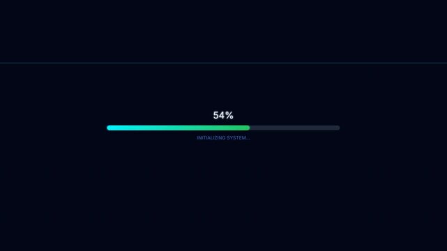 Loading progress bar with initializing system motion animation displaying percentage increase for digital software update interface