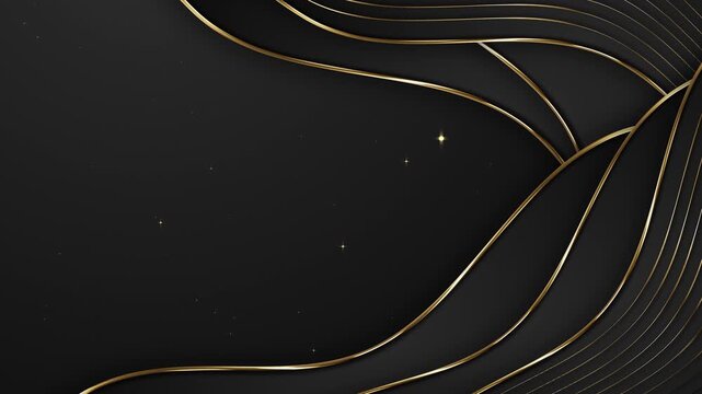 Dark Wave Multiple Metallic Gold Lines Stardust Particles Awards Trailer Titles Cinematic Openers Intro Luxury Background Loop
