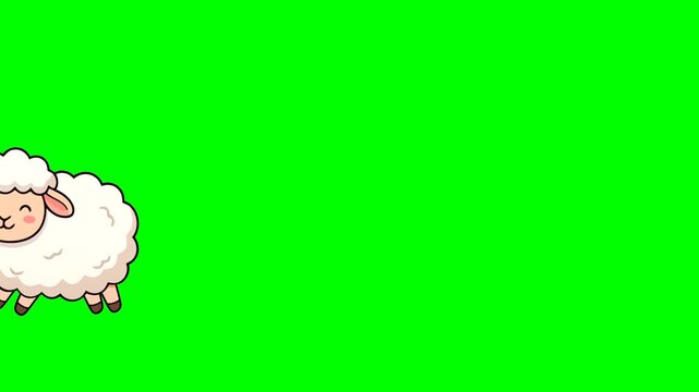 Animated cute cartoon sheep jumping on green screen background, seamless loop counting sheep for insomnia and sleep concept.
