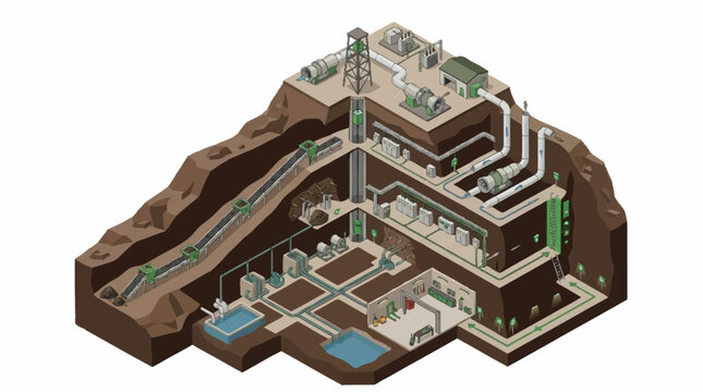 Isometric Illustration Of Modern Underground City Structure.