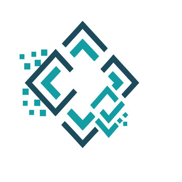Abstract geometric logo with squares and pixels