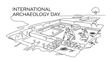 Fototapeta premium International Archaeology Day: Dig Site Excavation with Archeologists and Ruins