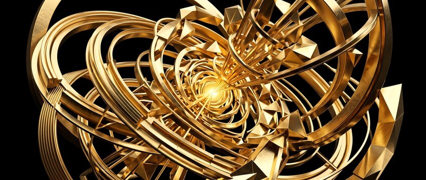 中心へ収束する金属リングの光沢