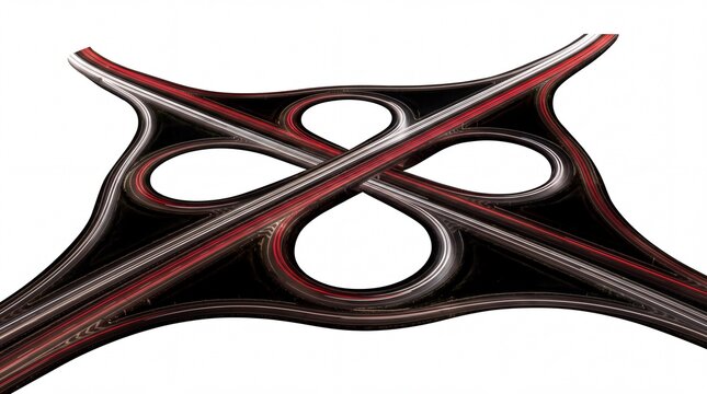 Abstract highway interchange with red and white light trails